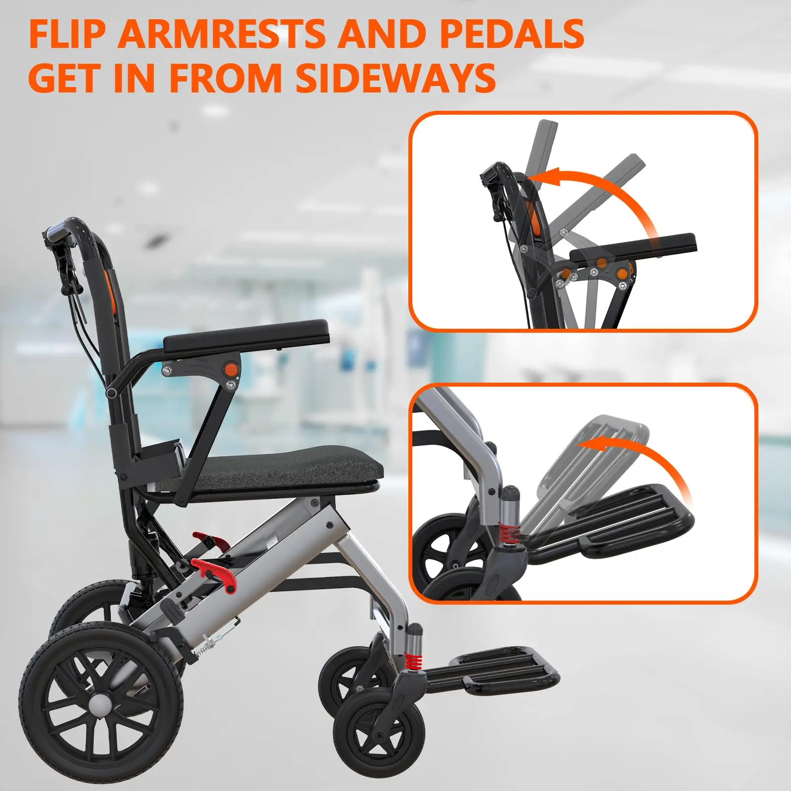 GlideFold – Lightweight Folding Transport Wheelchair for Seniors