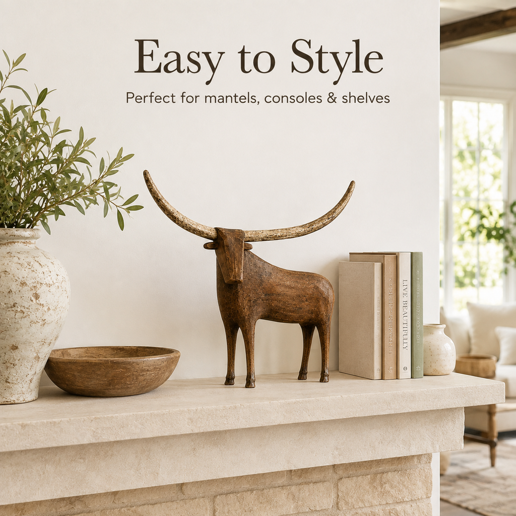LonghornLore – Vintage Folk Art Longhorn Bull Sculpture