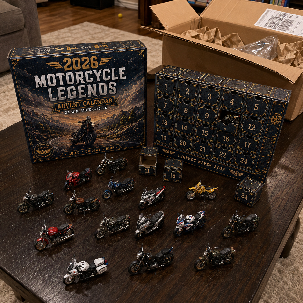 🎁 MotoCountdown – 2026 Motorcycle Legends Advent Calendar: 24 Days, 24 Mini Motorcycles, 24 Legendary Rides