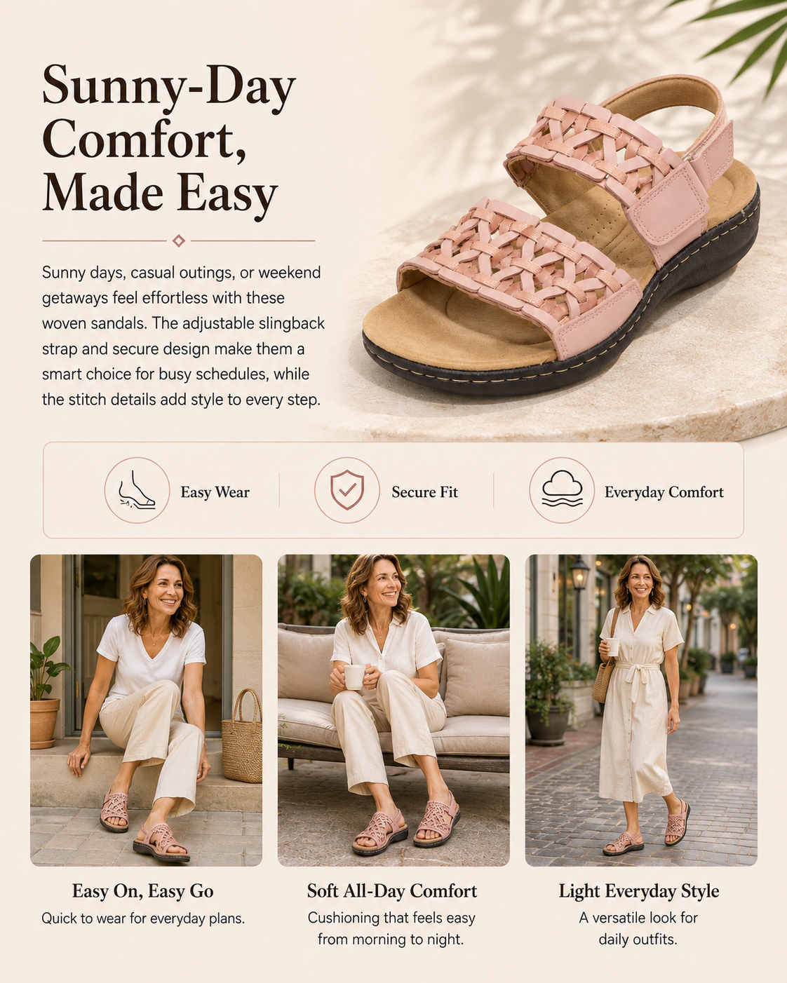 CloudWeave – Women’s Leather Slingback Sandals