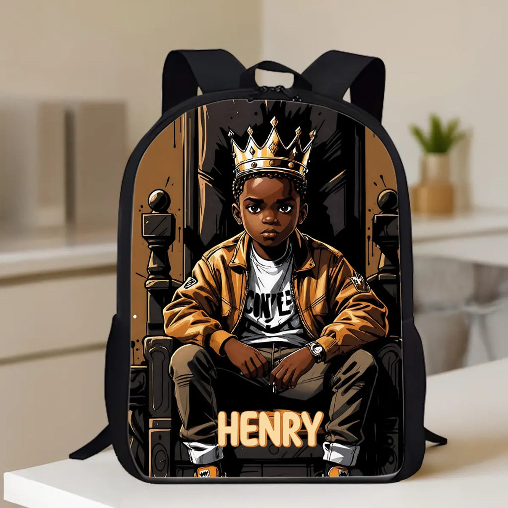 CrownPack – Personalized Afro Art Kids Backpack With Custom Name
