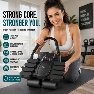 CoreRebound – Four-Wheel Smart Ab Roller with Automatic Rebound & Elbow Support