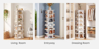 Sweetcrispy S - Rotating Shoe Rack Tower, Spinning Shoe Display Lazy Susan, Revolving 360 Shoe Rack Storage Round Carousel, Vertical Handbag Rotate Shoes Closet Organization