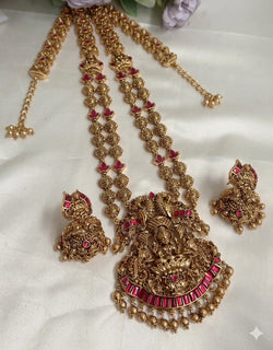 LakshmiHaram – Temple Jewellery Long Necklace with Goddess Lakshmi Pendant