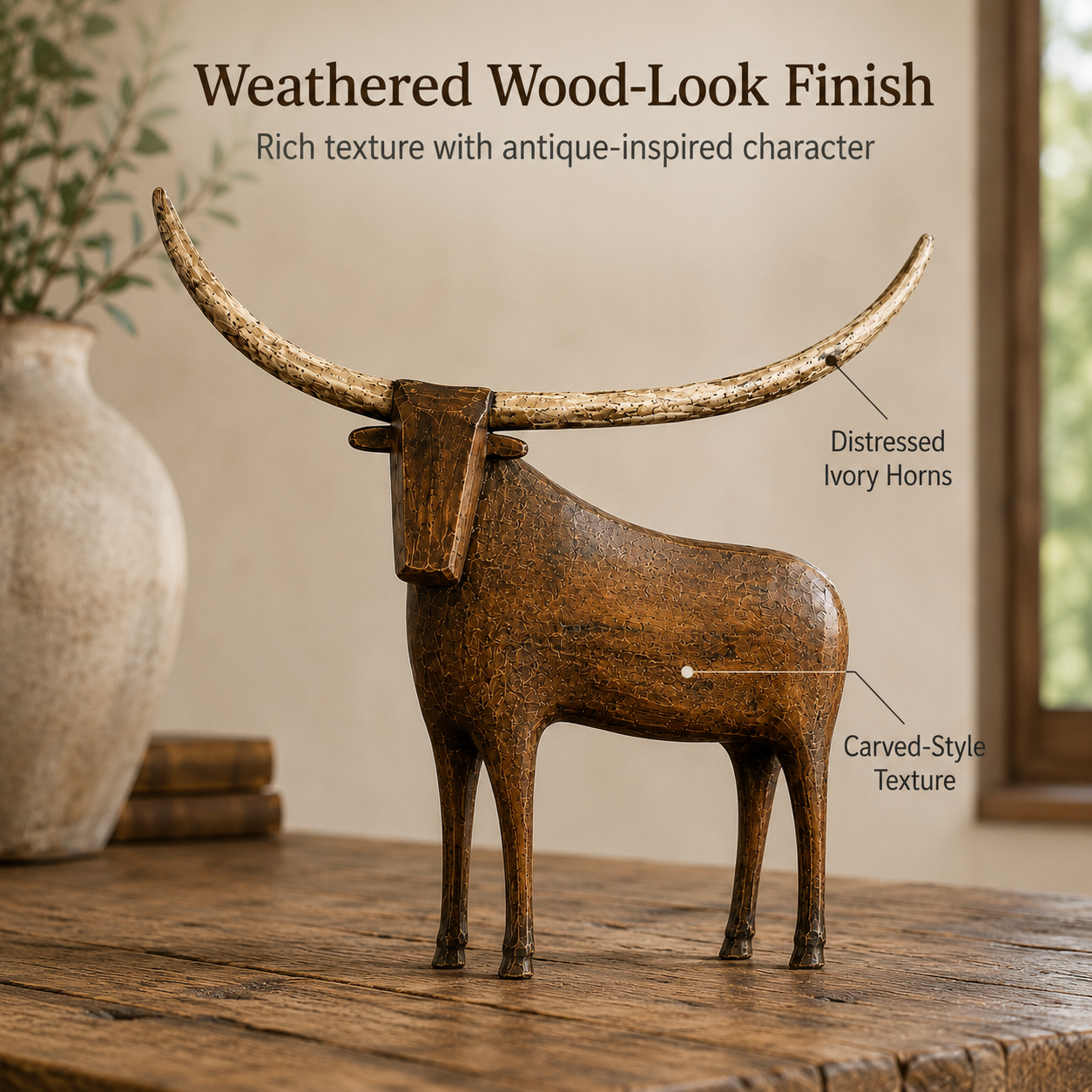 LonghornLore – Vintage Folk Art Longhorn Bull Sculpture