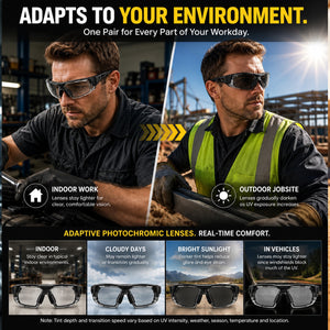 🕶️ ShiftShield – Photochromic Safety Glasses for Indoor & Outdoor Impact Protection