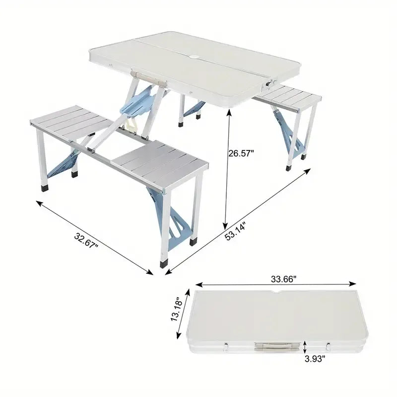 PicniCase – Integrated Aluminum Folding Table and Chairs Set