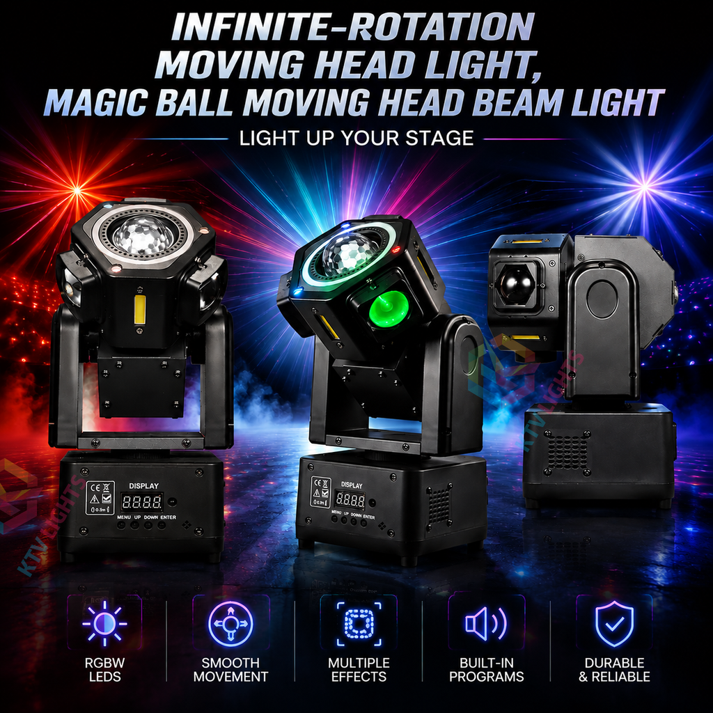 BeamSpin Mini – 80W LED Moving-Head Stage Light for DJ Parties and Events
