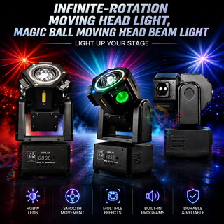 BeamSpin Mini – 80W LED Moving-Head Stage Light for DJ Parties and Events