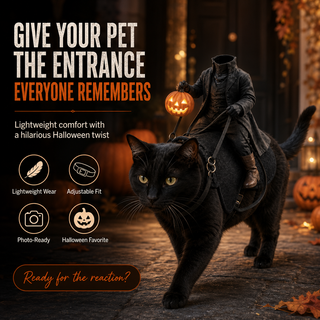 😺HollowRide – Headless Horseman Saddle-Style Pet Costume🎃
