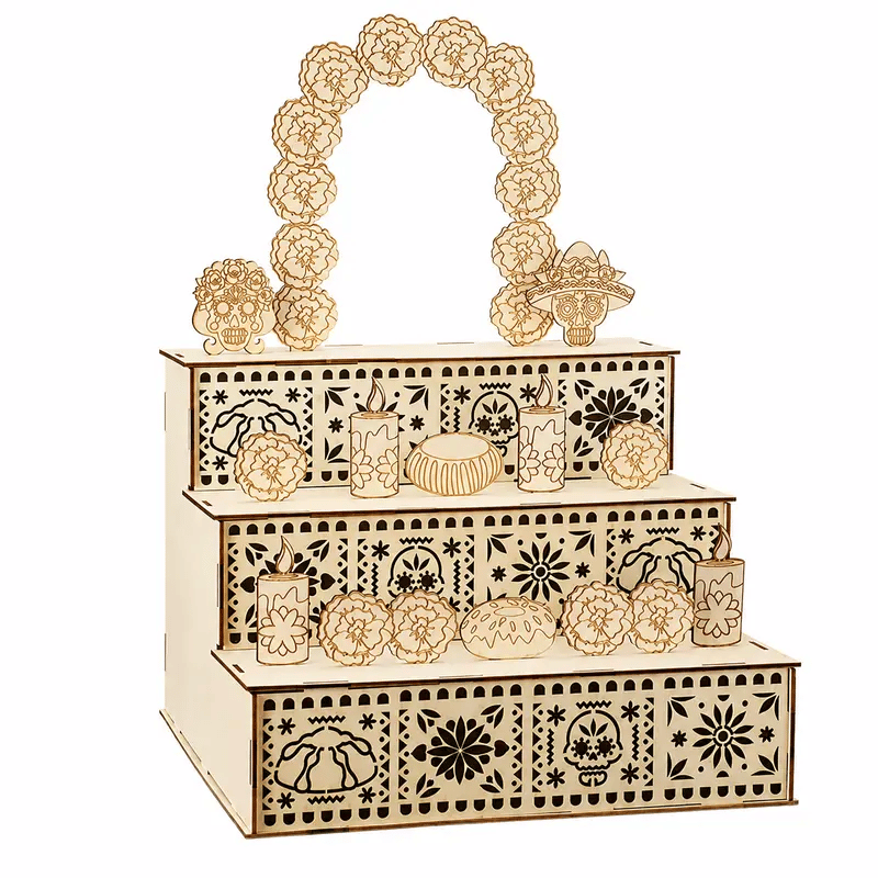 MemoryOfrenda – ✨ 🎃🏵️ Day of the Dead Wooden Altar Display Set 💕