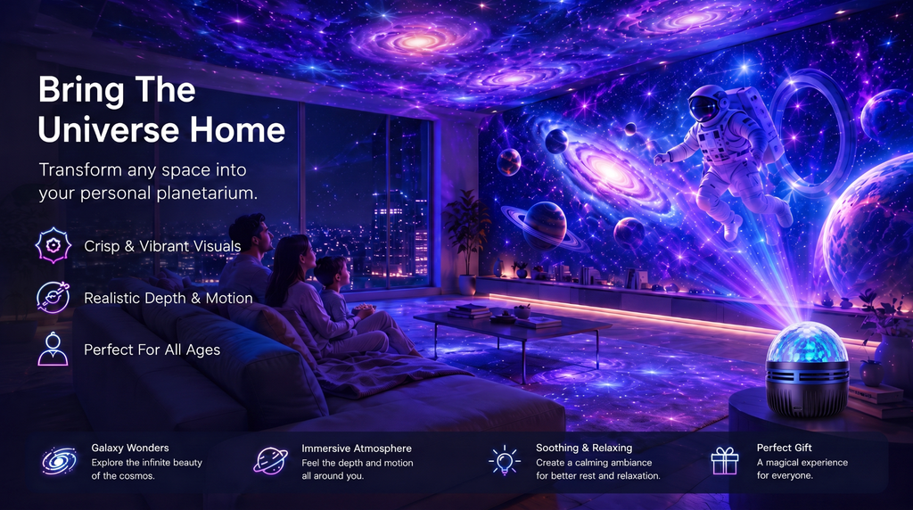 🦖🎁StarDrift – 360° Smart Holographic Starry Sky Projector (HD Smart Dynamic 5D)