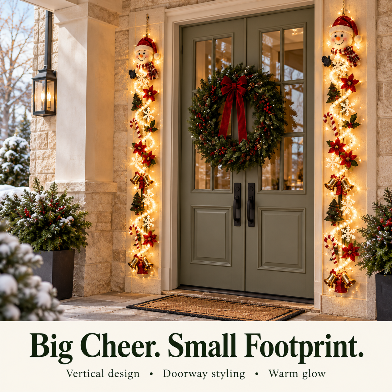 YuleGlow – 🎄 Glowing Christmas Door Hanger with 6 Festive Lighted Designs & Space-Saving Vertical Décor ✨