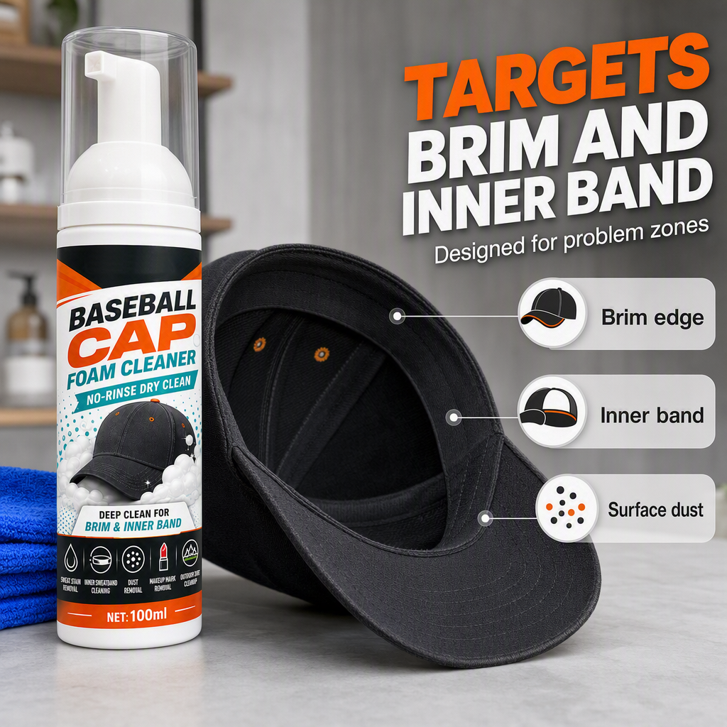 CapRevive Foam – No-Rinse Deep-Clean Foam Cleaner for Baseball Caps