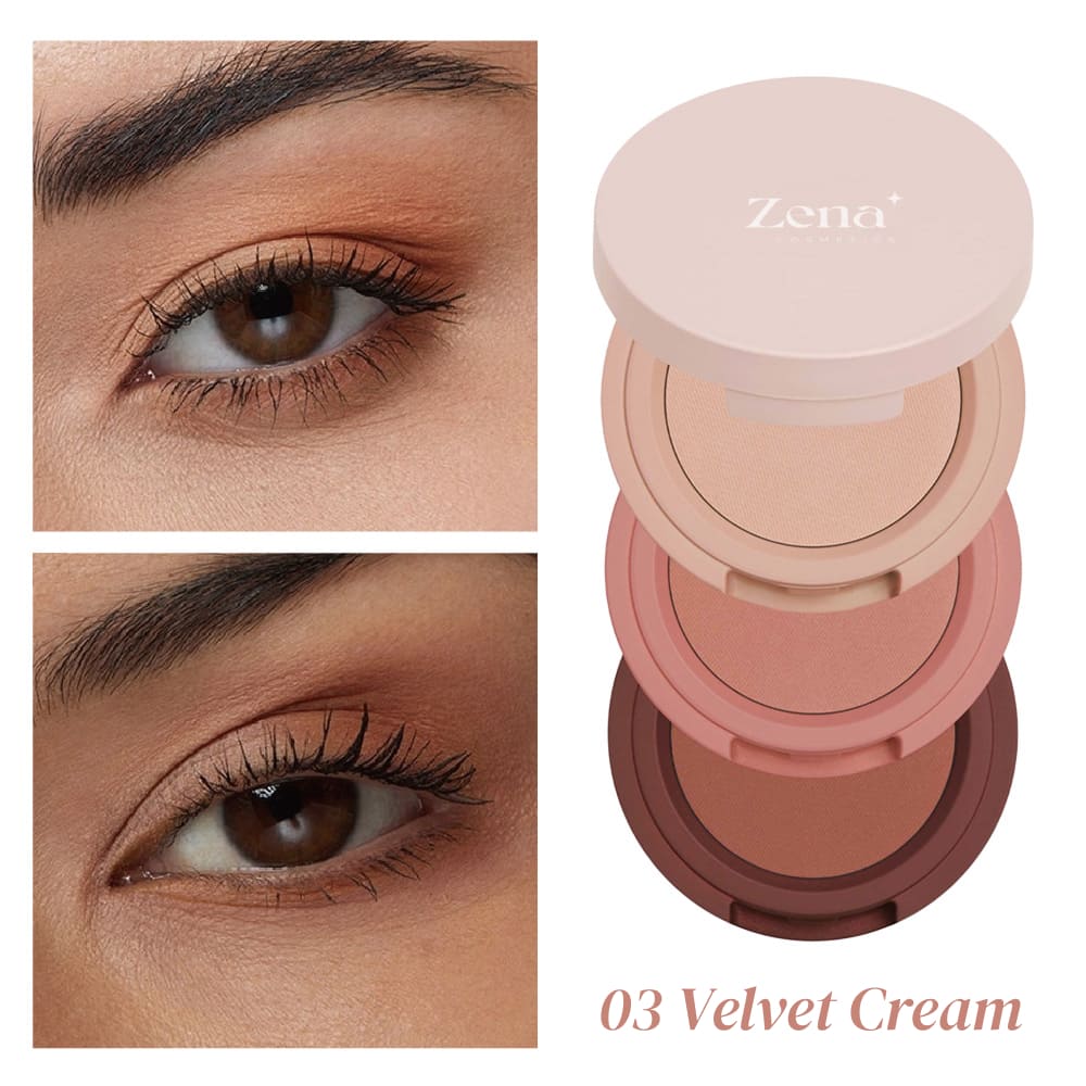 TrioGlow – Cream-to-Powder Stackable Eyeshadow Trio with Built-in Mirror