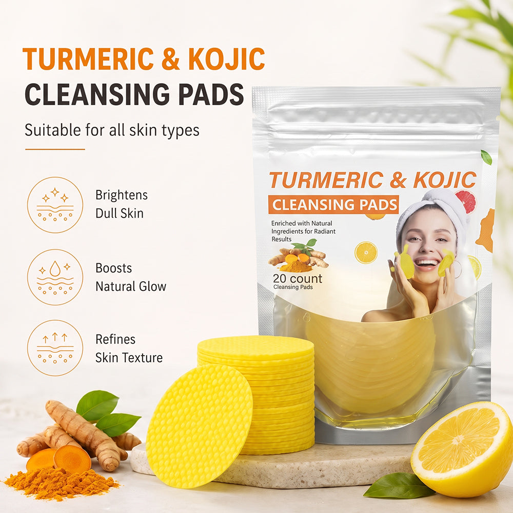 TurmeriGlow – Turmeric & Kojic Acid Cleansing Pads, 20 Pieces🟡