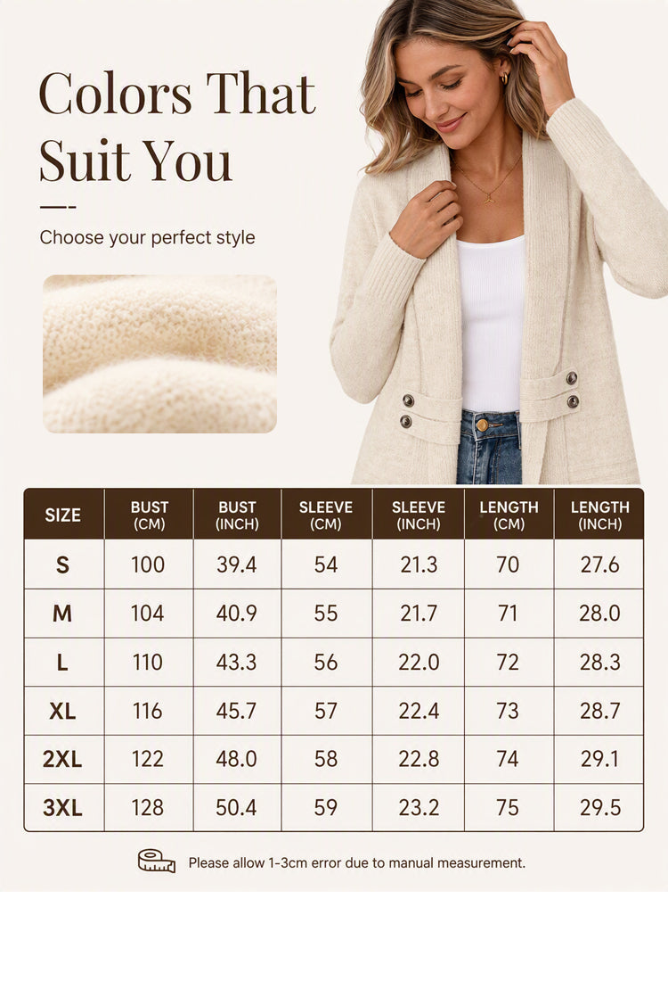 ✨KnitGrace – Women’s Double-Breasted Knit Cardigan 🤍