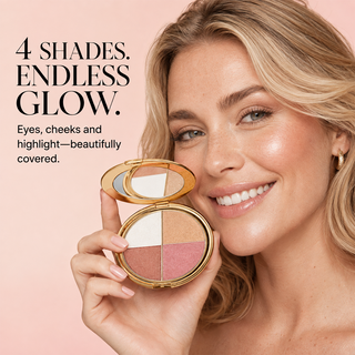 GlowQuad – 4-in-1 Glow Palette for Highlight, Bronze, Blush & Eyes