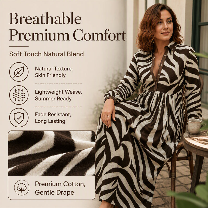 CanvasFlow – Women's Artistic Print Long-Sleeve Maxi Dress