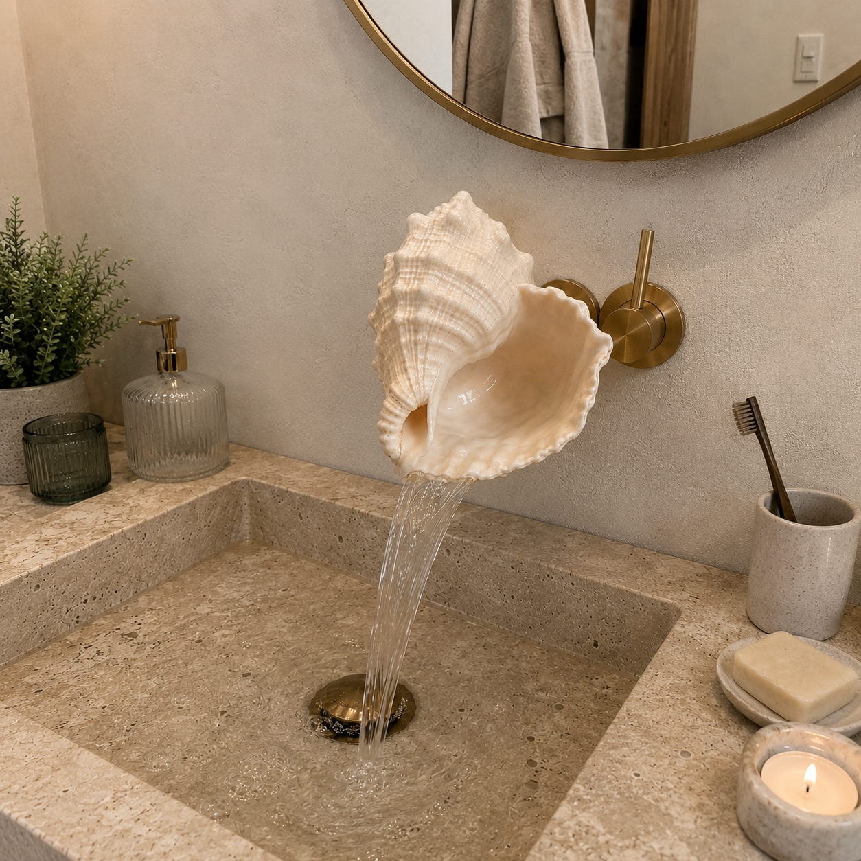ShellCascade – 🐚Coastal Seashell Wall-Mount Faucet