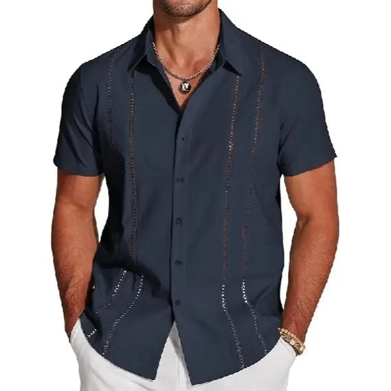 GuayaBreeze – Men's Cuban Guayabera Linen-Blend Short Sleeve Button-Down Shirt