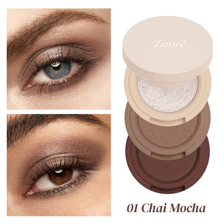 TrioGlow – Cream-to-Powder Stackable Eyeshadow Trio with Built-in Mirror