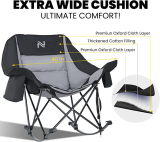 MoonRock – Padded Folding Camping Rocker with Cooler & Cup Pockets