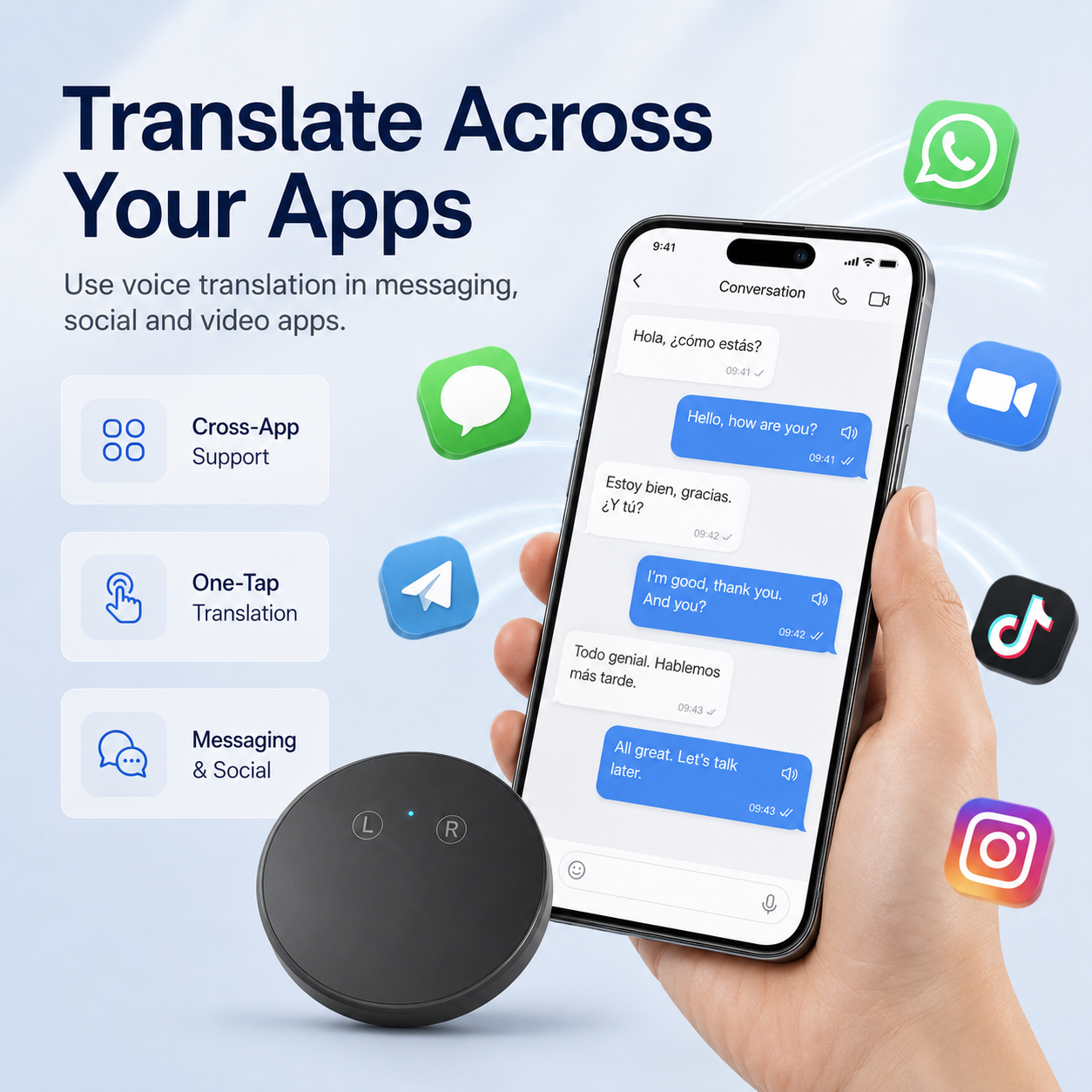 LinguaPod – 🔥🔥 AI Language Translator Device for Real-Time Two-Way Voice Translation