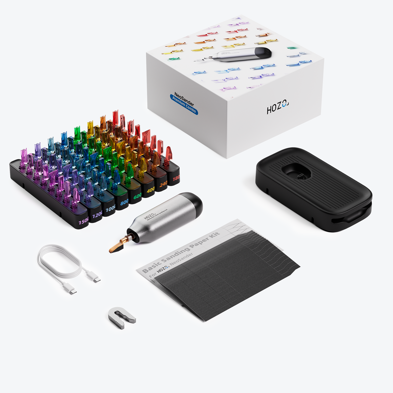 FineStroke – Cordless Reciprocating Detail Sander Kit with 64 Color-Coded Heads