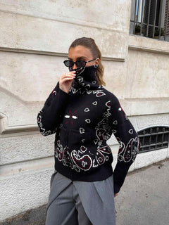 BandanaEase – Bandana-Patterned Knit Cardigan