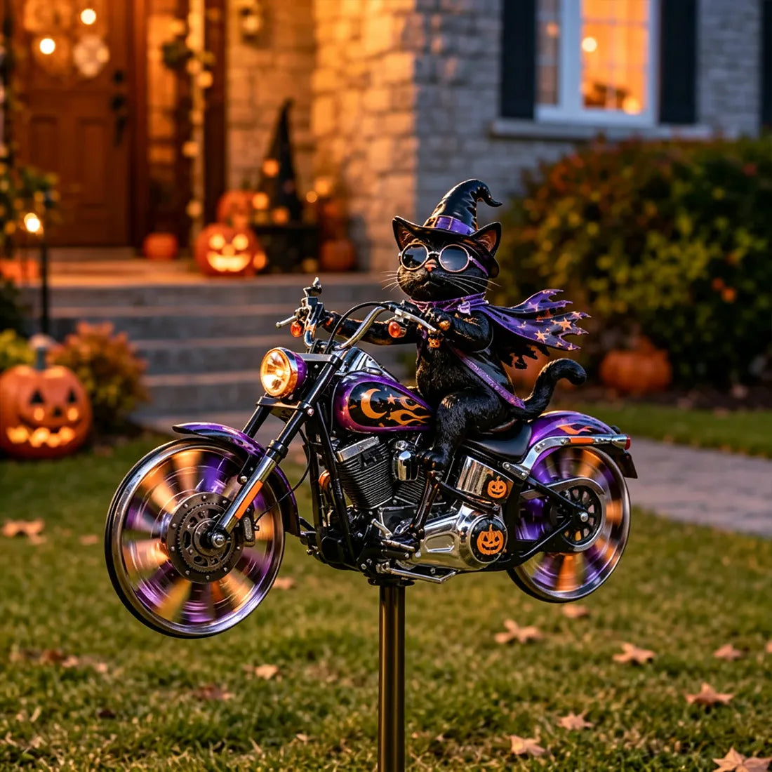 SpookRider – 🔥 Halloween Motorcycle Windmill Yard Stake 🎃🏍️