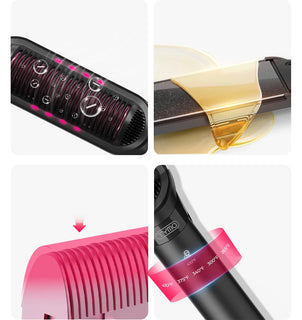 Sleek woman using TYMO FLIPRO straightener and curler for long-lasting smooth hair