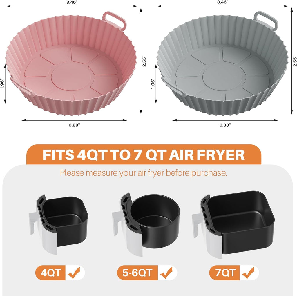 🔥 CrispNest – 6-Piece Non-Stick Silicone Air Fryer Baking Tray Set
