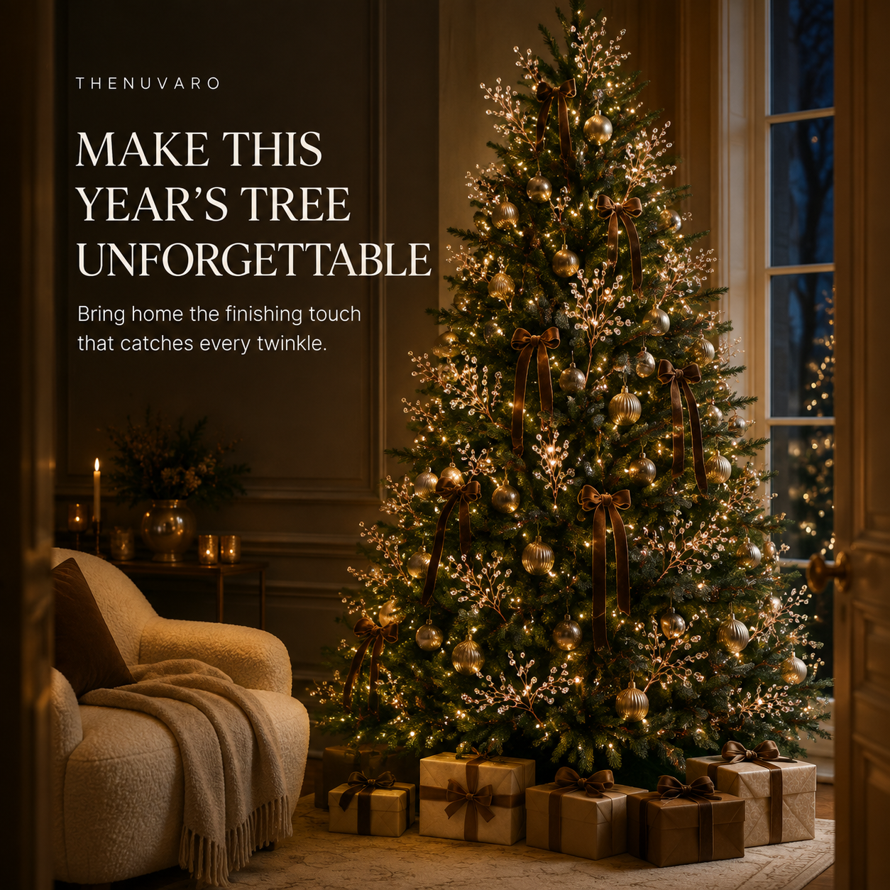 ✨ GlintSprig – Crystal Beaded Christmas Tree Branch Picks for Instant Sparkle & Fuller Holiday Décor
