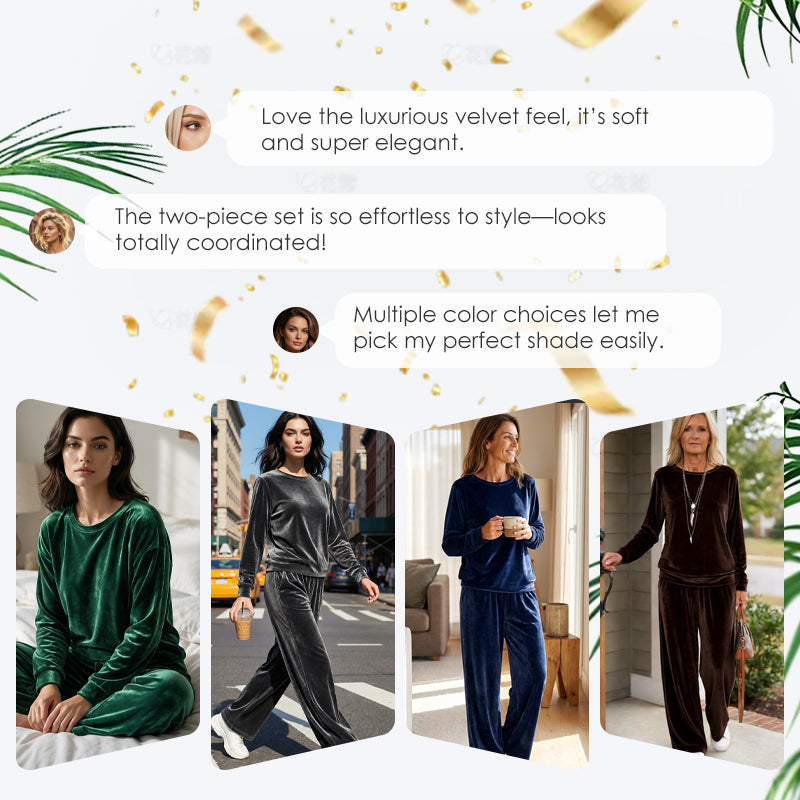 🍁VelvetEase – Women's Velvet Top & Pants Two-Piece Set