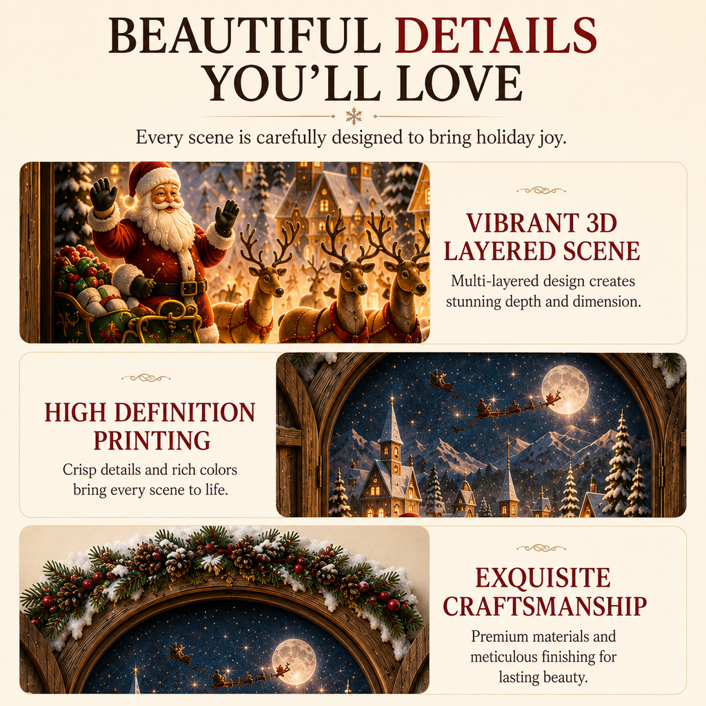 🎄NorthPoleGlow – 3D Lighted Christmas Window Wall Decor🎅