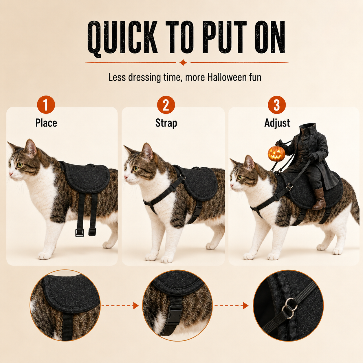 😺HollowRide – Headless Horseman Saddle-Style Pet Costume🎃