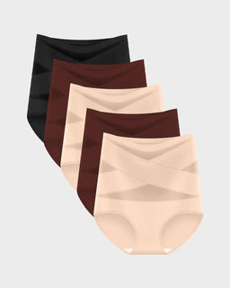 CrossSculpt Briefs – High-Waist Cross Tummy Control Panties, Plus-Size Multi-Pack