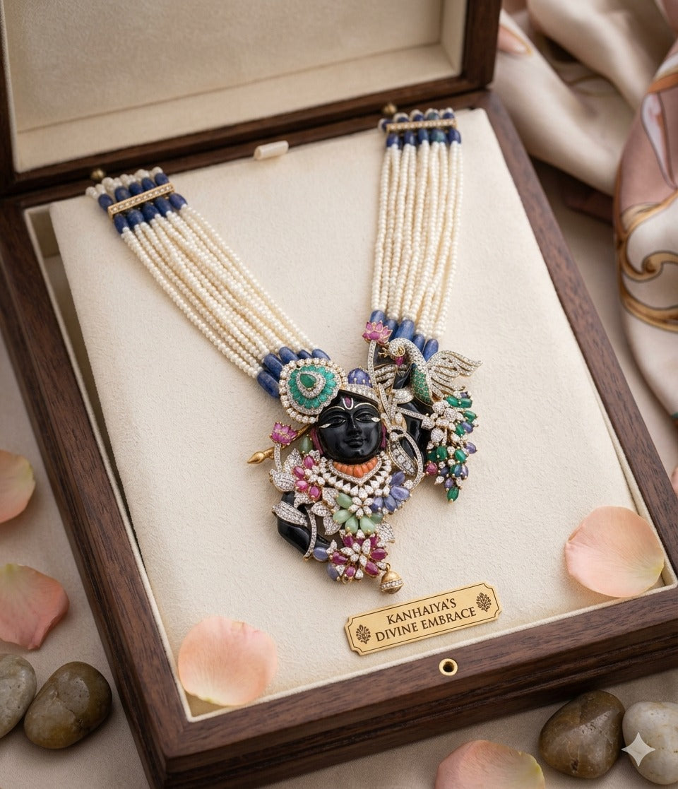 KrishnaHeritage – Multi-Strand Pearl Temple Necklace