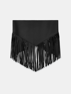CascadeCinch – Inara Black Fringe Corset-Style Waist Belt