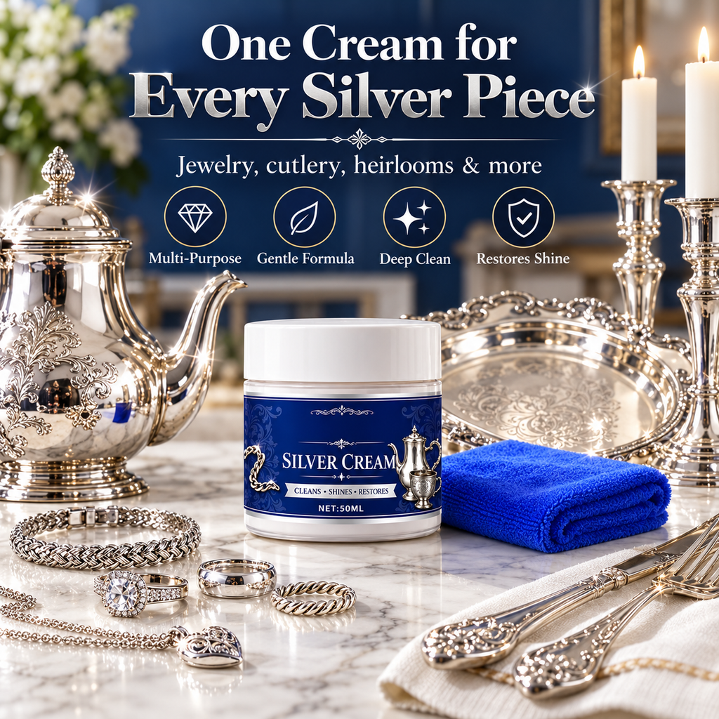 SilverRevive – Professional Instant-Restoration Silver Polishing Cream with Towel