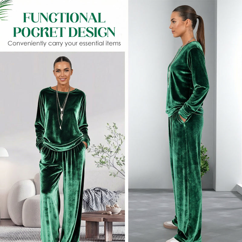 🍁VelvetEase – Women's Velvet Top & Pants Two-Piece Set