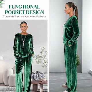 🍁VelvetEase – Women's Velvet Top & Pants Two-Piece Set