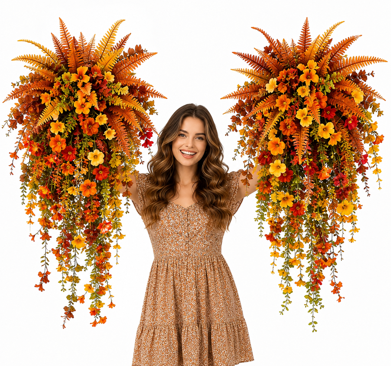 HarvestCascade – 💥🍂 Artificial Fall Harvest Hanging Basket for Autumn Porch & Door Decoration