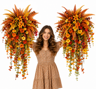 HarvestCascade – 💥🍂 Artificial Fall Harvest Hanging Basket for Autumn Porch & Door Decoration