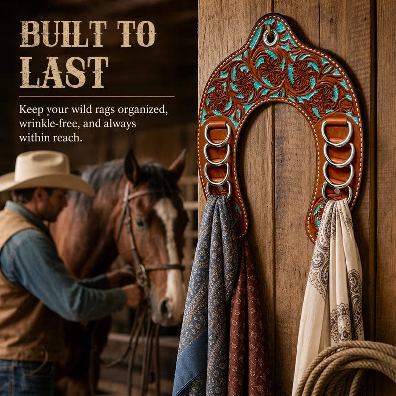 RagShoe – 🔥 Handcrafted Leather Horseshoe Wild Rag Holder | Western Scarf & Bandana Organizer 📦