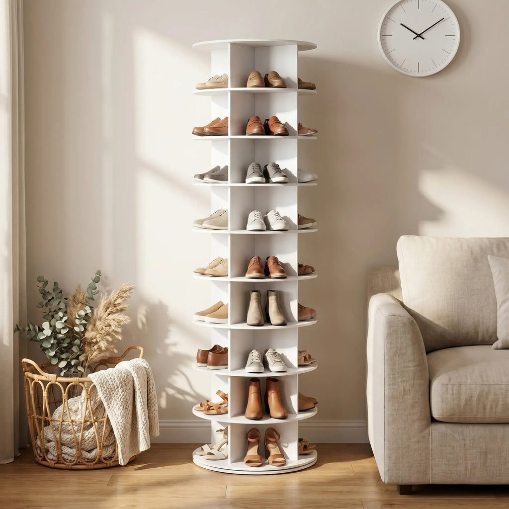 ShoeSpin – 360° Rotating Shoe Storage Tower