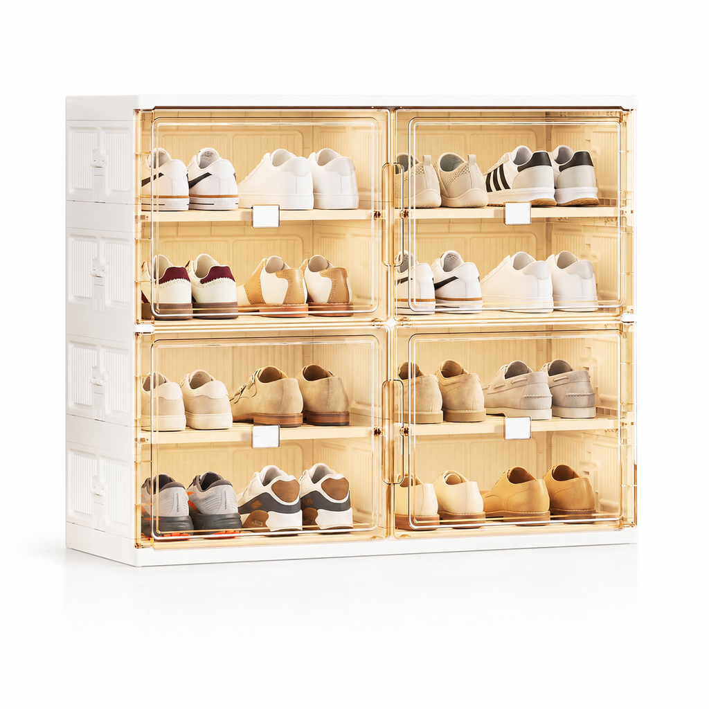 ClearStack – Foldable Shoe Organizer with Magnetic Doors