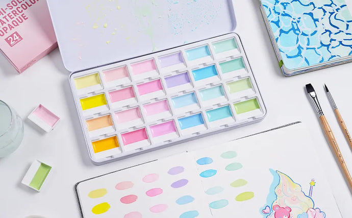MacaronMuse – 24-Color Opaque Semi-Solid Watercolor Paint Set