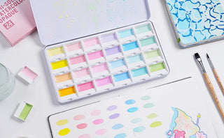 MacaronMuse – 24-Color Opaque Semi-Solid Watercolor Paint Set